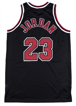 Michael Jordan Signed Pro Cut Chicago Bulls #23 Black Jersey (UDA)